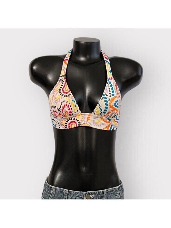Victoria's Secret Other - Victoria's Secret Triangle Halter Bikini Top Womens sz S Floral Swim Kidcore Hot
